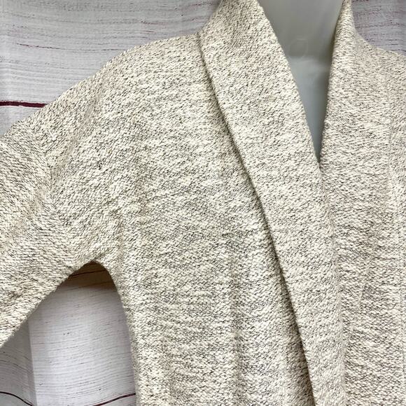 T by Talbots Oatmeal Metallic Gold thread Open Cardigan Blazer Size Sp - Picture 4 of 11